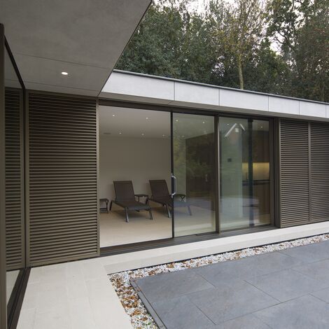 BriseSoleil 40 Árnyékolás, HiFinity Alumínium tolóajtók és CS 86-HI (c) Törölt rendszerek - Swimming pool Poolhouse Bergen található Bergen, Hollandia