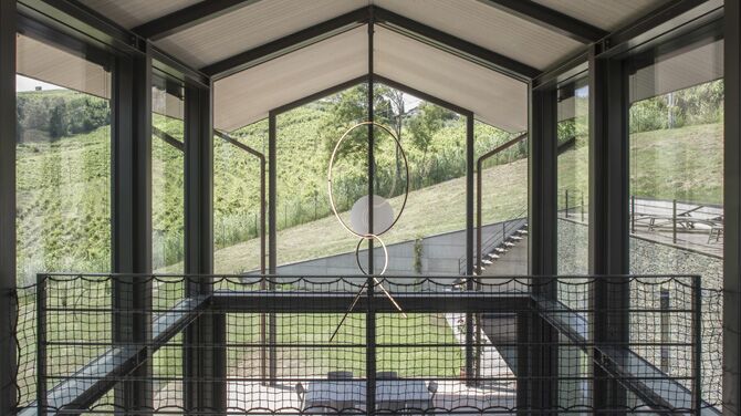 Interior view of lofty conservatory in Riparo, Italy.